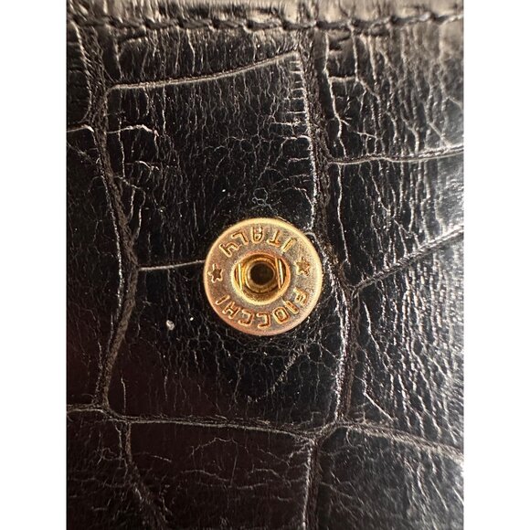 Carlos Falchi Black Croc-Embossed Leather Keychain Wallet With Snap Closure - Picture 12 of 12